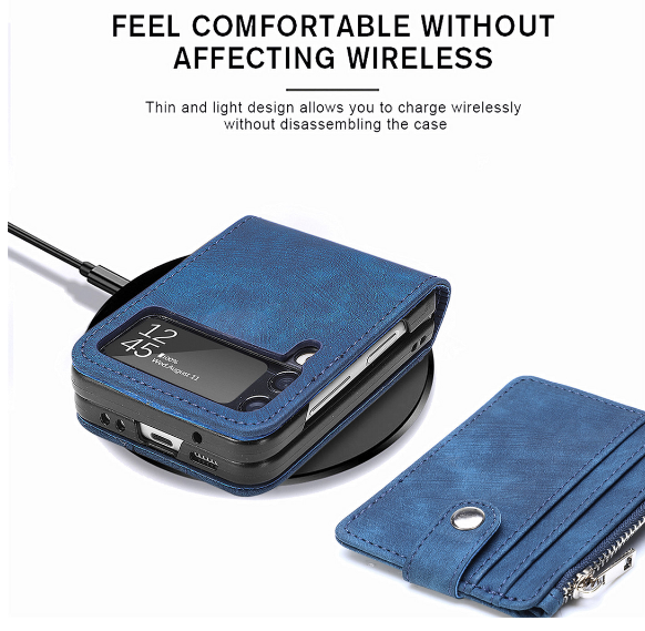 Vintage PU Vintage PU din piele detașabil Card Holder Zipper portofel carte de telefon caz pentru Samsung Galaxy Z Flip 3 5G